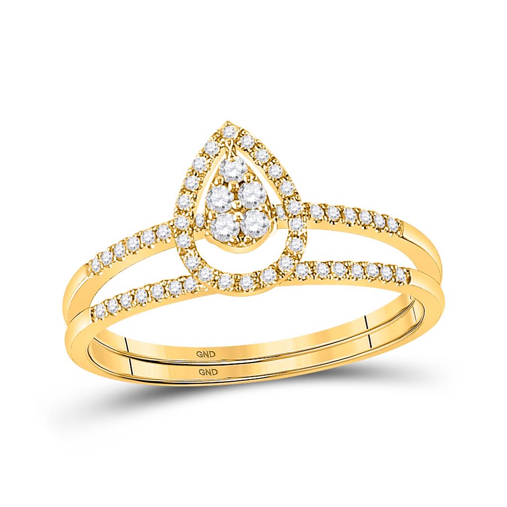 Image of ID 1 14k Yellow Gold Round Diamond Bridal Wedding Ring Set 1/5 Cttw