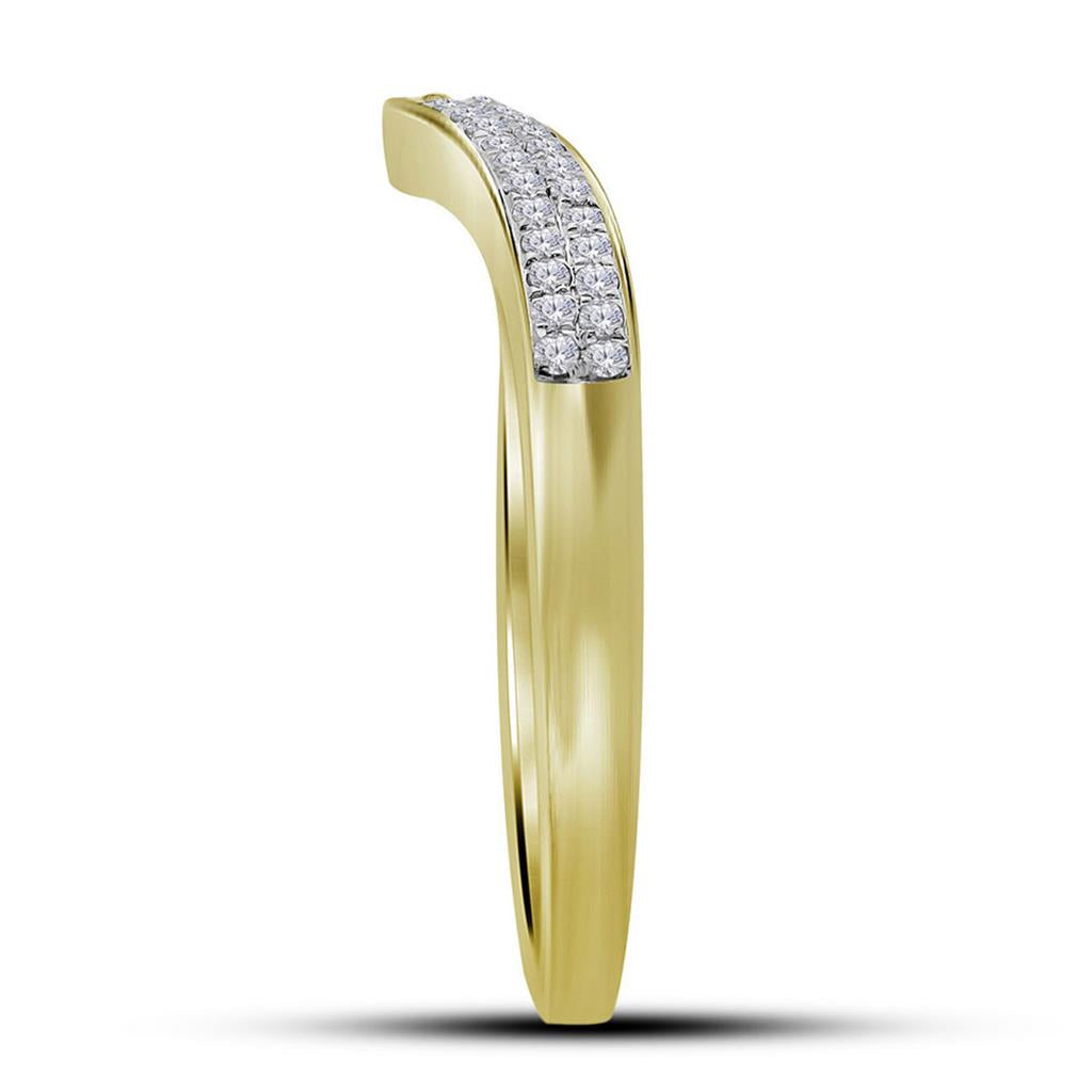 Image of ID 1 14k Yellow Gold Round Diamond Chevron Fashion Band Ring 1/6 Cttw