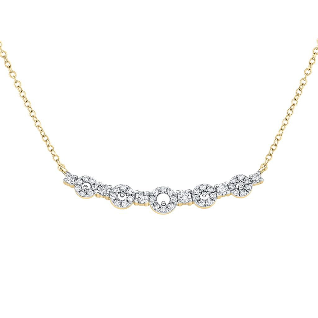Image of ID 1 14k Yellow Gold Round Diamond Circle Bar Necklace 1/3 Cttw