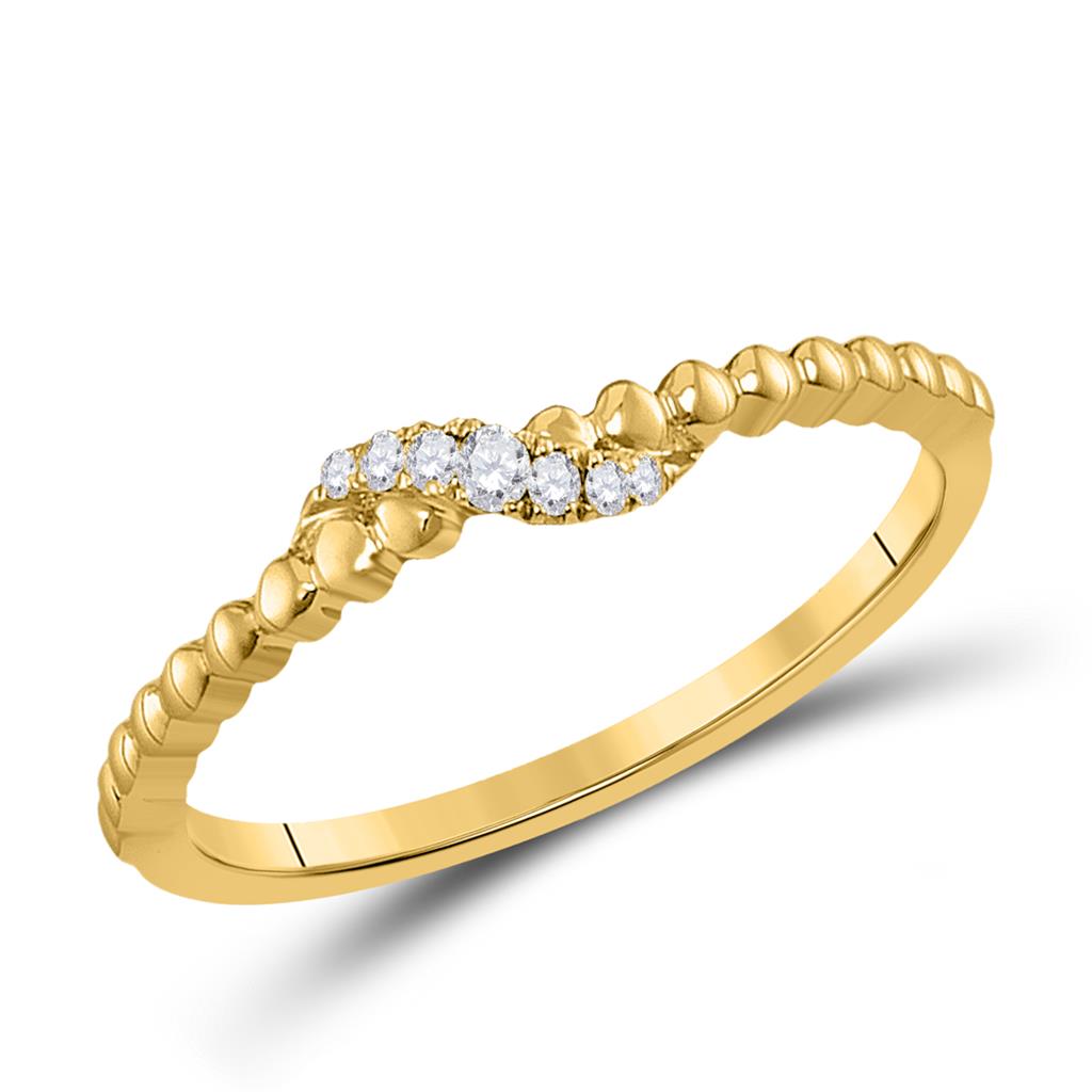 Image of ID 1 14k Yellow Gold Round Diamond Crossover Stackable Band Ring 1/20 Cttw