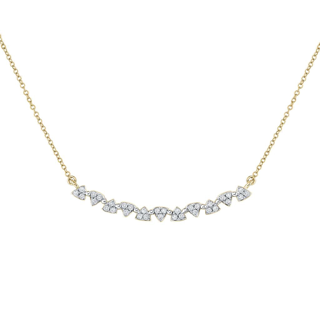 Image of ID 1 14k Yellow Gold Round Diamond Curved Bar Necklace 1/6 Cttw