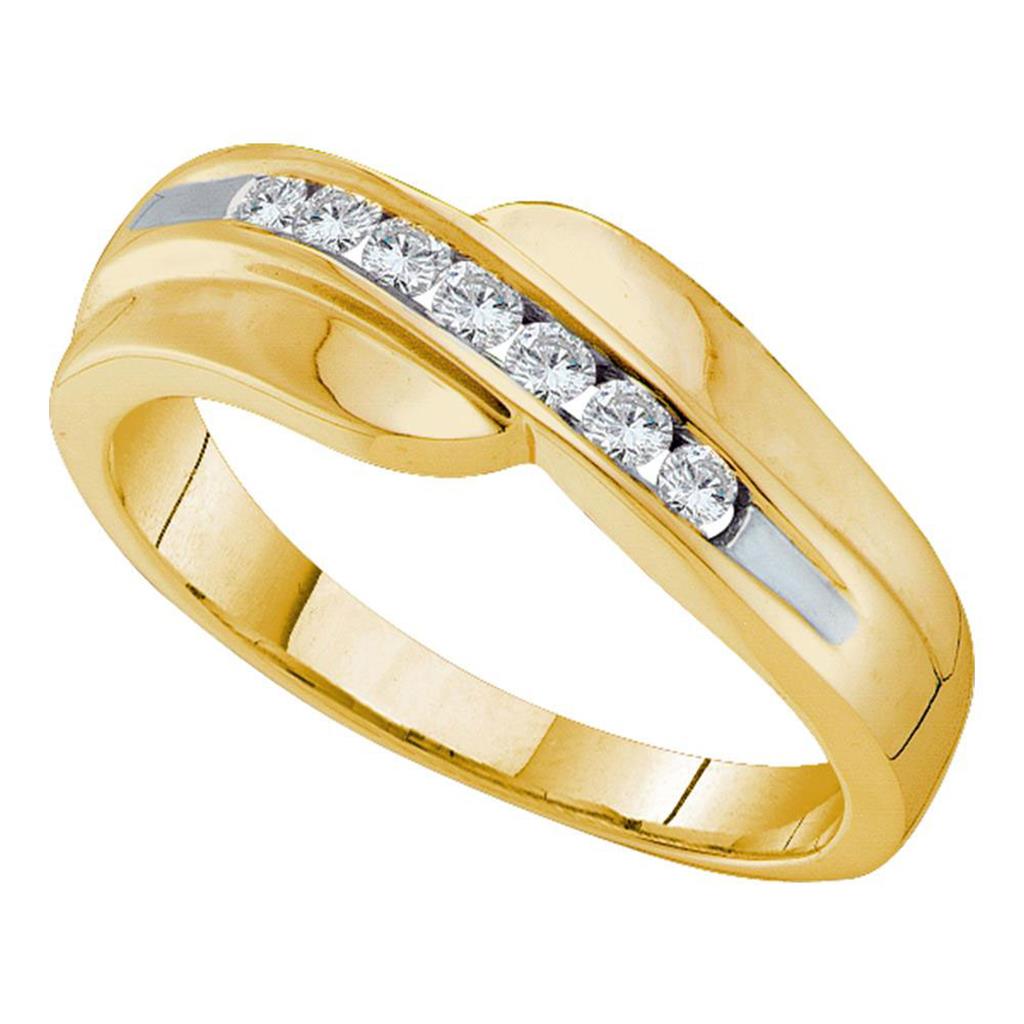 Image of ID 1 14k Yellow Gold Round Diamond Curved Wedding Anniversary Band 1/4 Cttw