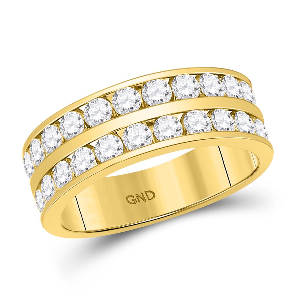 Image of ID 1 14k Yellow Gold Round Diamond Double Row Wedding Band Ring 2 Cttw