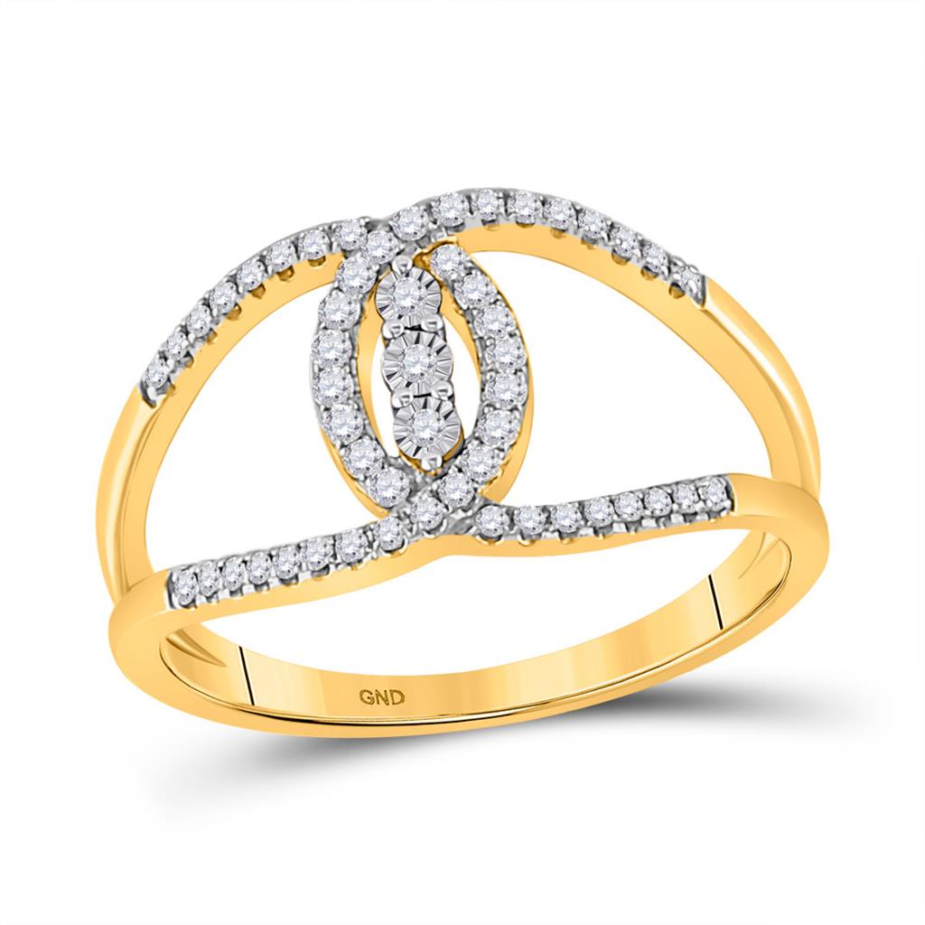 Image of ID 1 14k Yellow Gold Round Diamond Fashion 3-stone Ring 1/5 Cttw