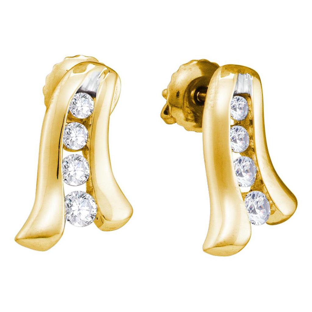 Image of ID 1 14k Yellow Gold Round Diamond Fashion Earrings 1/3 Cttw