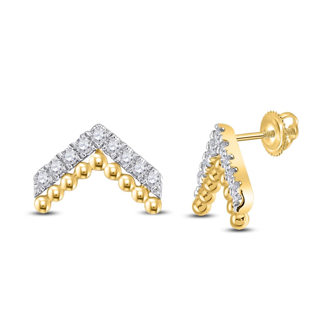 Image of ID 1 14k Yellow Gold Round Diamond Fashion Earrings 1/5 Cttw