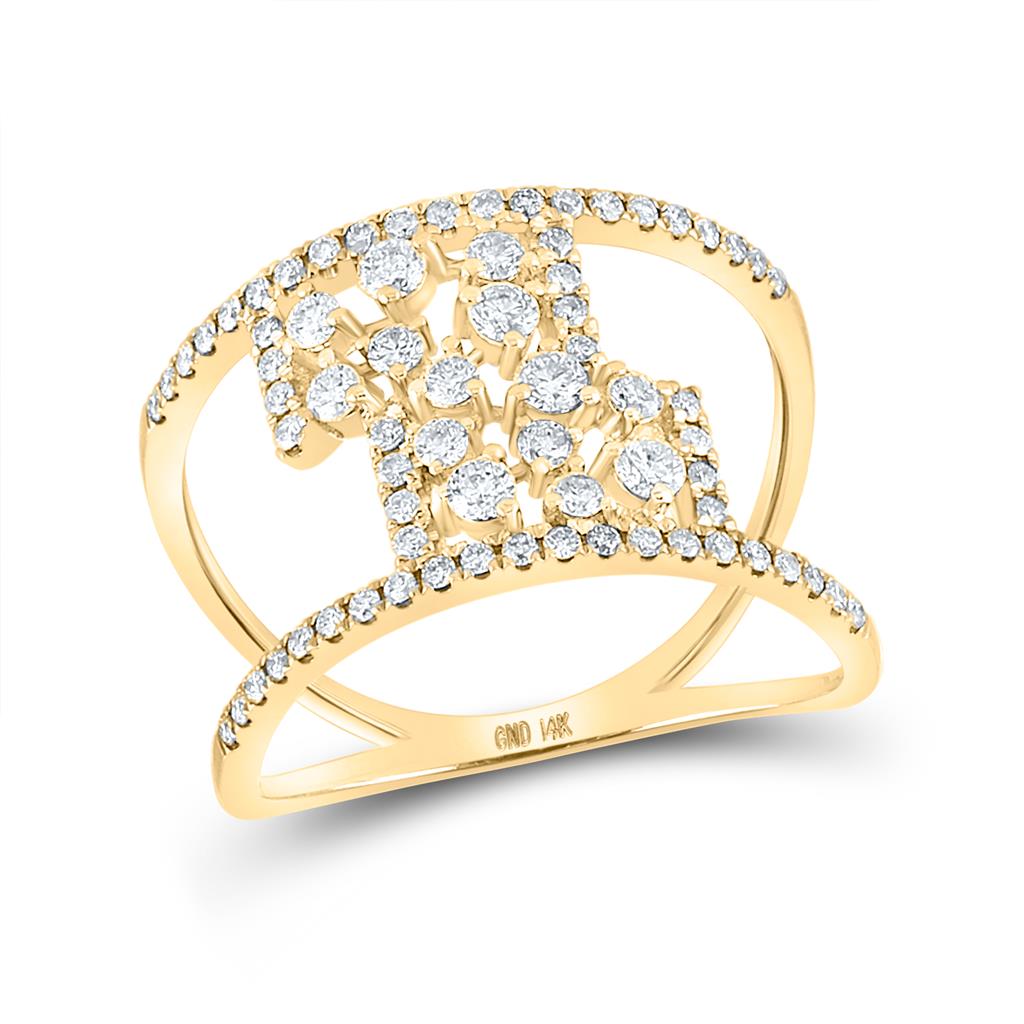 Image of ID 1 14k Yellow Gold Round Diamond Fashion Ring 5/8 Cttw
