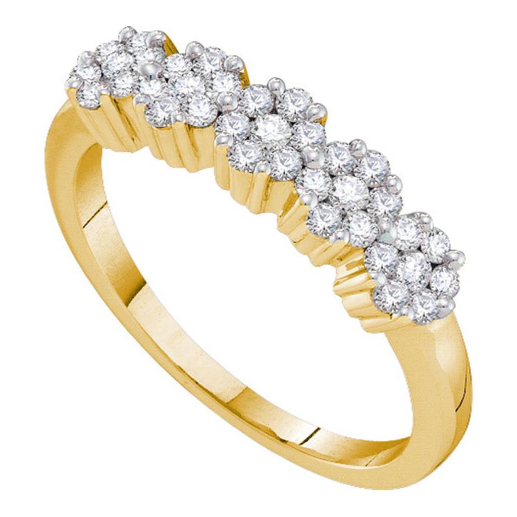 Image of ID 1 14k Yellow Gold Round Diamond Five Flower Cluster Ring 1/4 Cttw