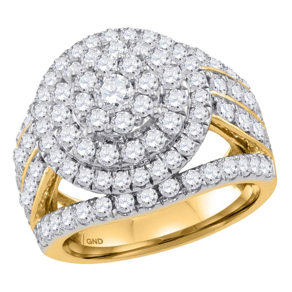 Image of ID 1 14k Yellow Gold Round Diamond Flower Cluster Bridal Engagement Ring 3 Cttw