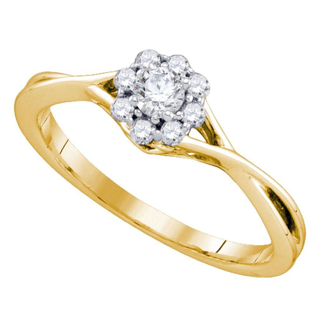 Image of ID 1 14k Yellow Gold Round Diamond Flower Cluster Promise Ring 1/4 Cttw
