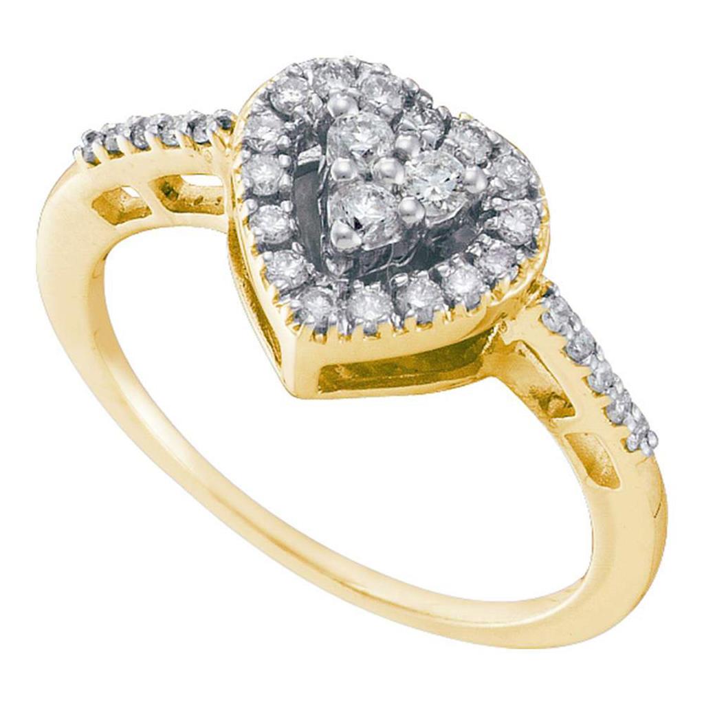 Image of ID 1 14k Yellow Gold Round Diamond Heart Cluster Ring 1/3 Cttw