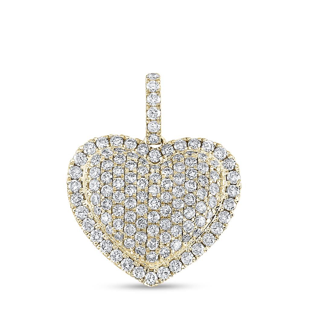 Image of ID 1 14k Yellow Gold Round Diamond Heart Pendant 1-1/4 Cttw