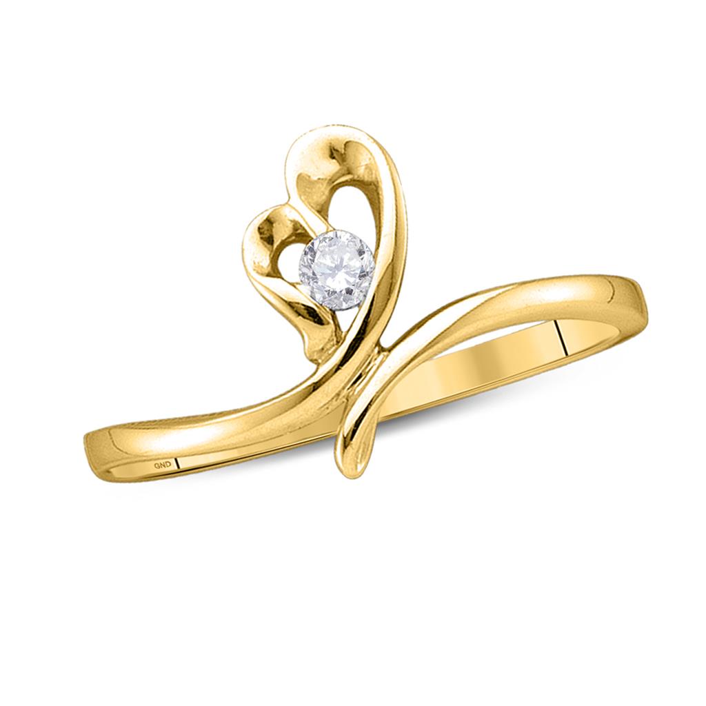 Image of ID 1 14k Yellow Gold Round Diamond Heart Promise Ring 1/20 Cttw