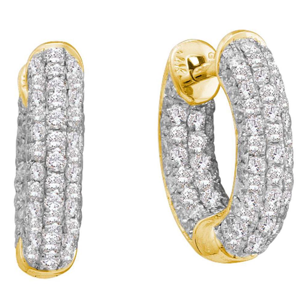 Image of ID 1 14k Yellow Gold Round Diamond Huggie Earrings 3/4 Cttw