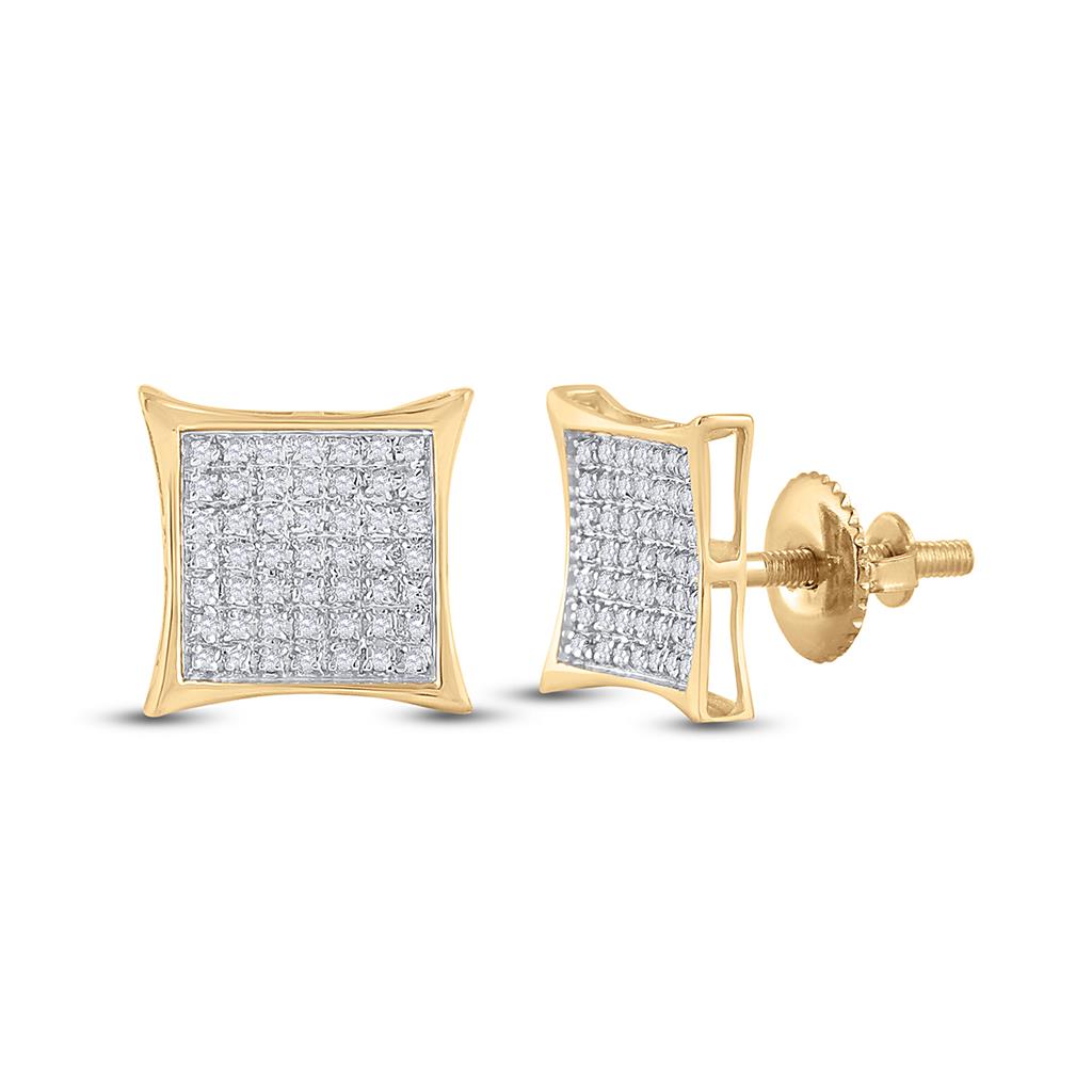 Image of ID 1 14k Yellow Gold Round Diamond Kite Square Earrings 1/3 Cttw