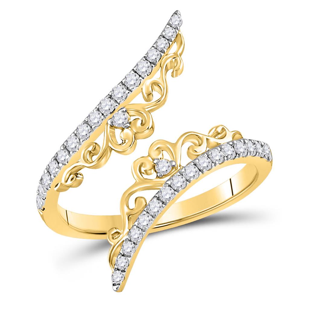 Image of ID 1 14k Yellow Gold Round Diamond Modern Bypasss Fashion Ring 1/3 Cttw