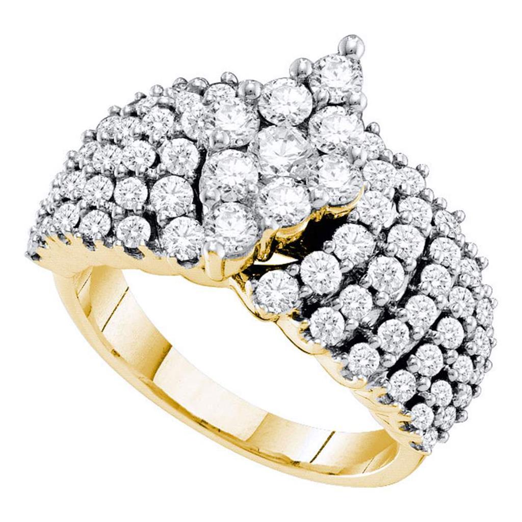 Image of ID 1 14k Yellow Gold Round Diamond Oval-shape Cluster Ring 2 Cttw