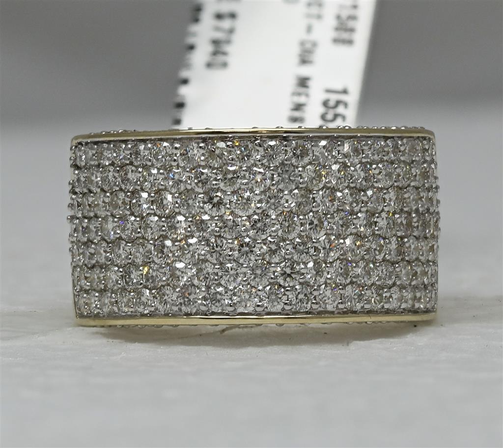 Image of ID 1 14k Yellow Gold Round Diamond Pave Band Ring 3-1/5 Cttw