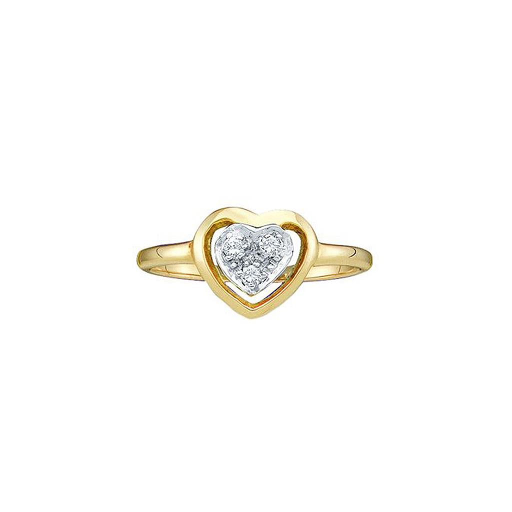 Image of ID 1 14k Yellow Gold Round Diamond Simple Heart Cluster Ring 1/20 Cttw