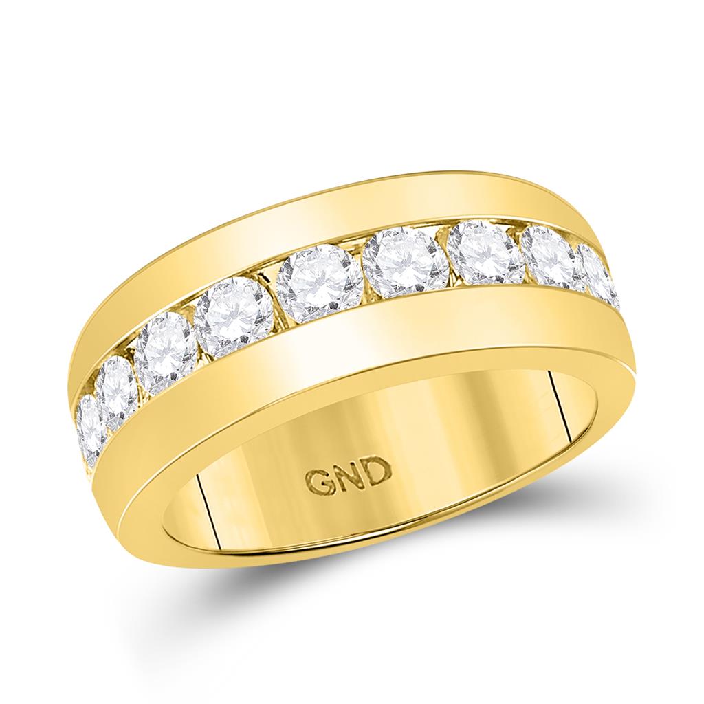 Image of ID 1 14k Yellow Gold Round Diamond Single Row Channel-set Band Ring 2 Cttw