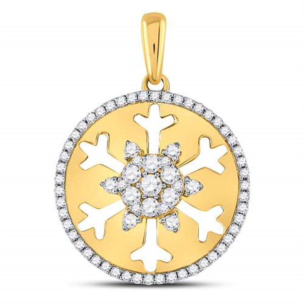 Image of ID 1 14k Yellow Gold Round Diamond Snowflake Fashion Pendant 5/8 Ctw