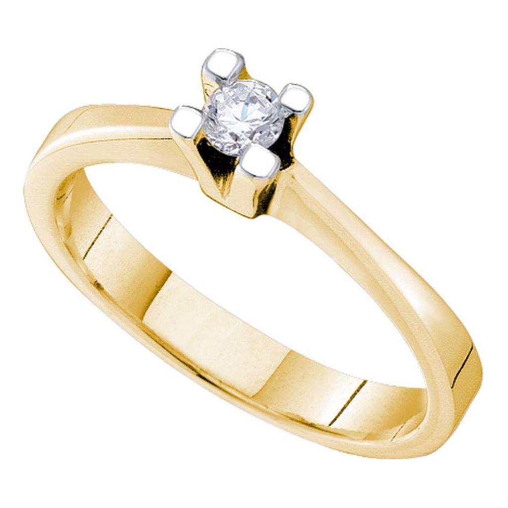 Image of ID 1 14k Yellow Gold Round Diamond Solitaire Bridal Engagement Ring 1/10 Cttw