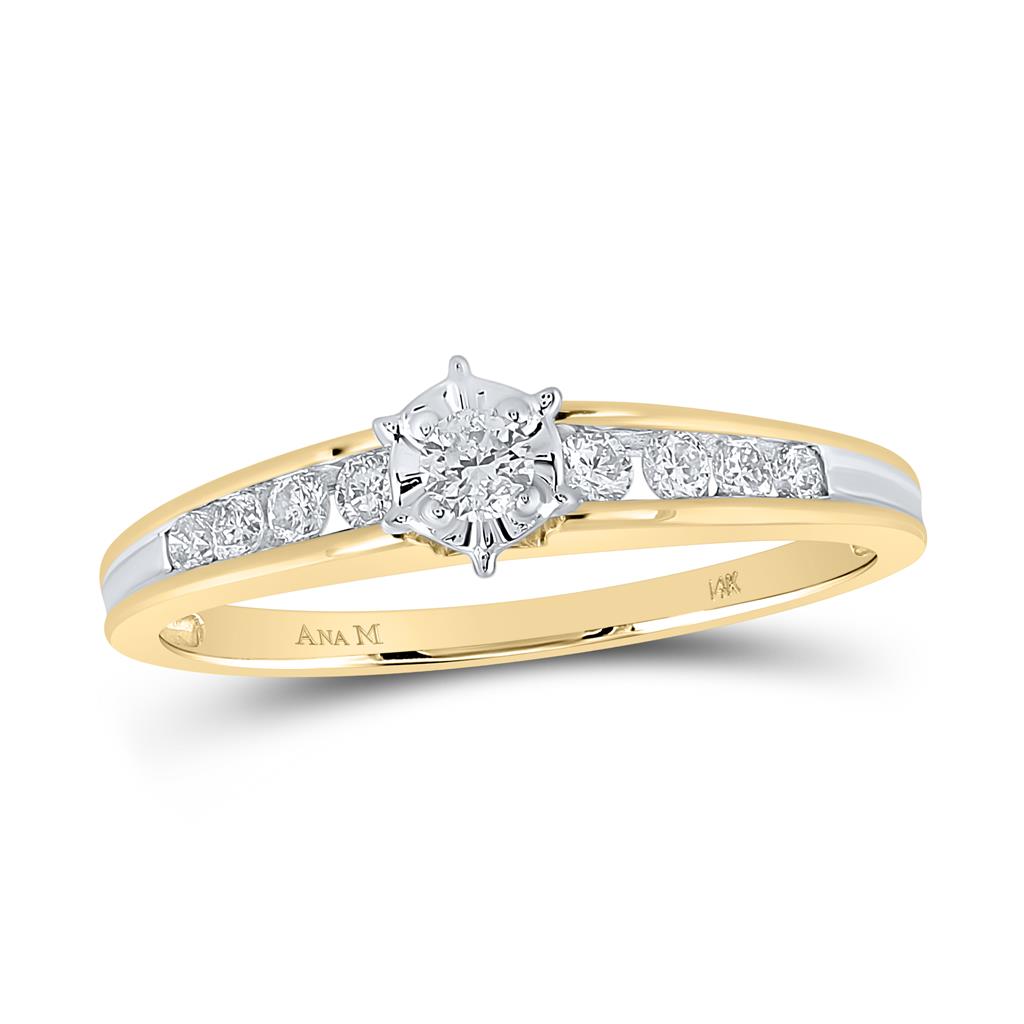 Image of ID 1 14k Yellow Gold Round Diamond Solitaire Bridal Engagement Ring 1/4 Cttw