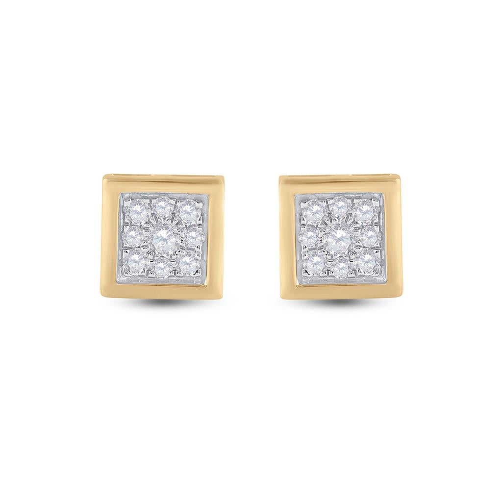 Image of ID 1 14k Yellow Gold Round Diamond Square Earrings 1/3 Cttw