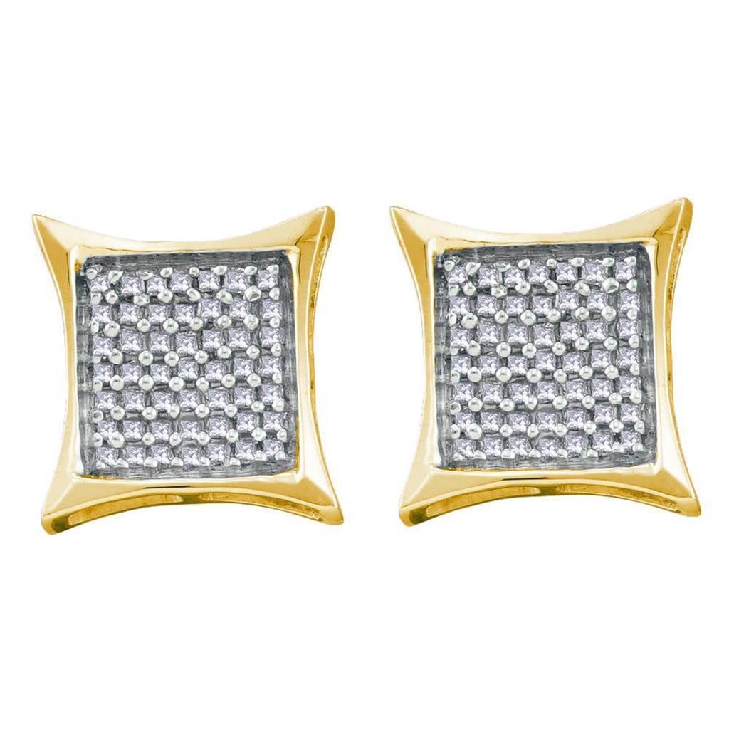 Image of ID 1 14k Yellow Gold Round Diamond Square Kite Cluster Earrings 5/8 Cttw