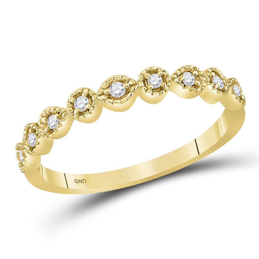 Image of ID 1 14k Yellow Gold Round Diamond Stackable Band Ring 1/10 Cttw