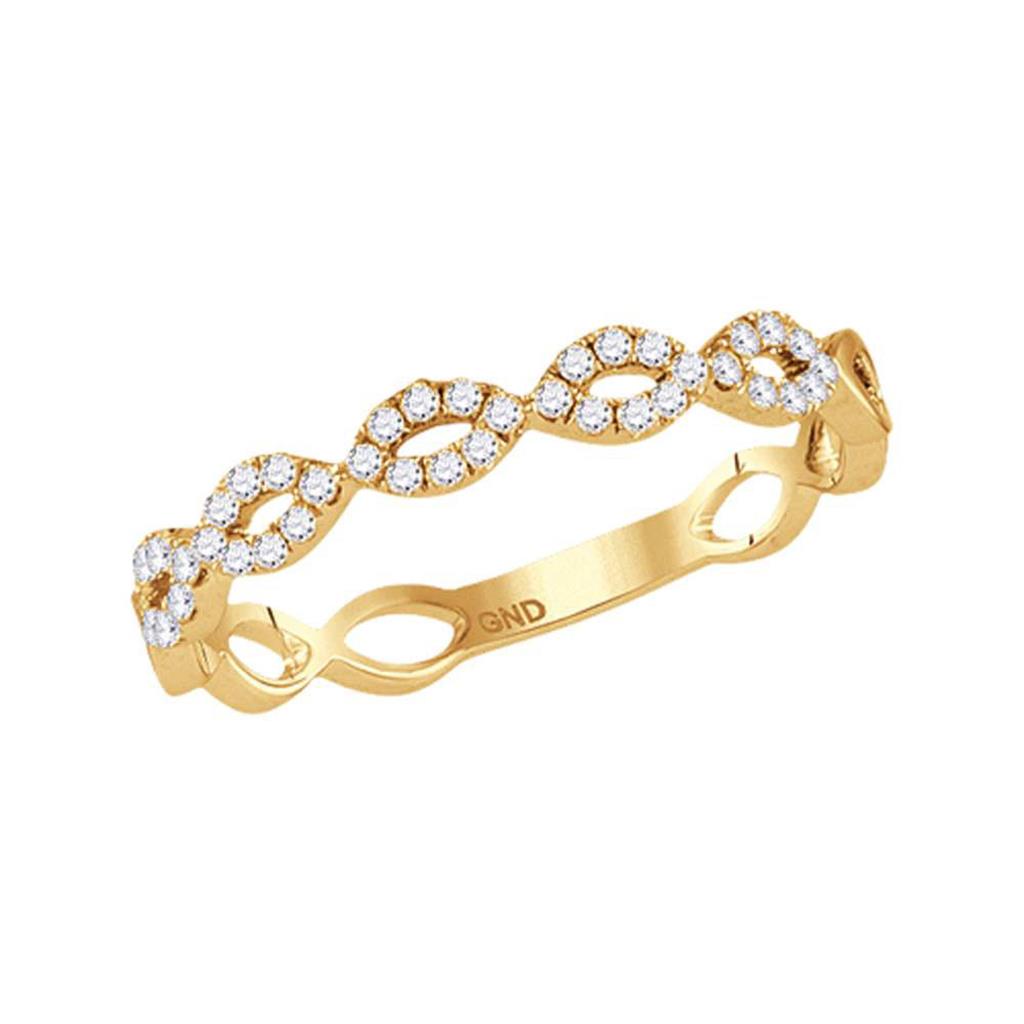 Image of ID 1 14k Yellow Gold Round Diamond Stackable Band Ring 1/5 Cttw