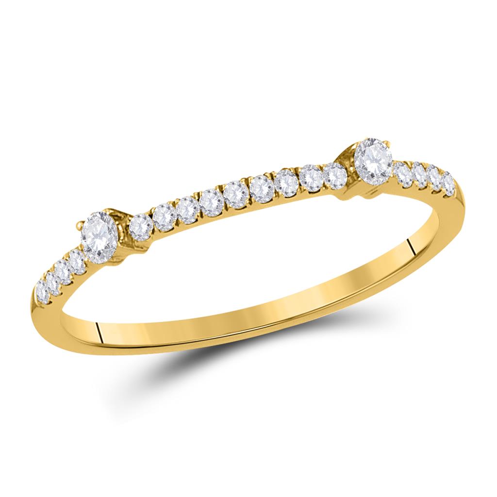 Image of ID 1 14k Yellow Gold Round Diamond Stackable Band Ring 1/6 Cttw