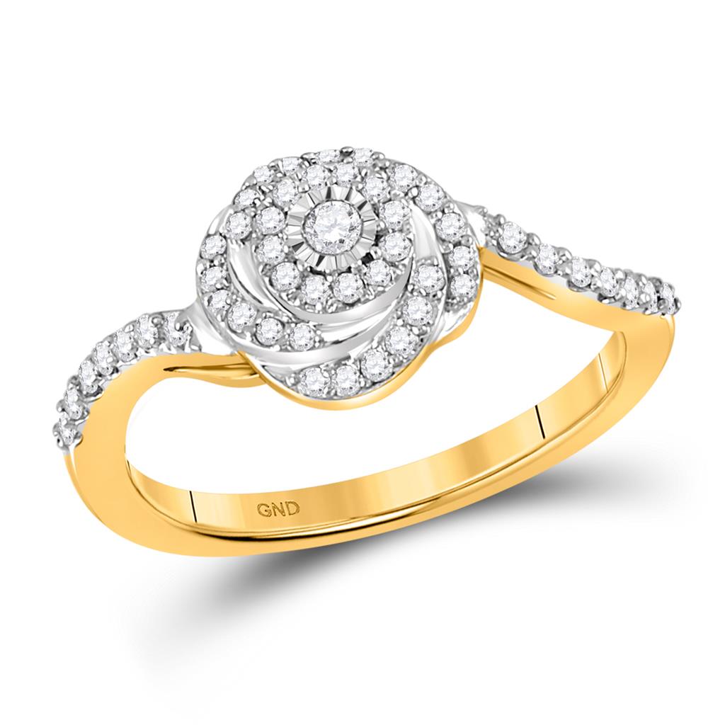 Image of ID 1 14k Yellow Gold Round Diamond Swirl Fashion Ring 1/3 Cttw