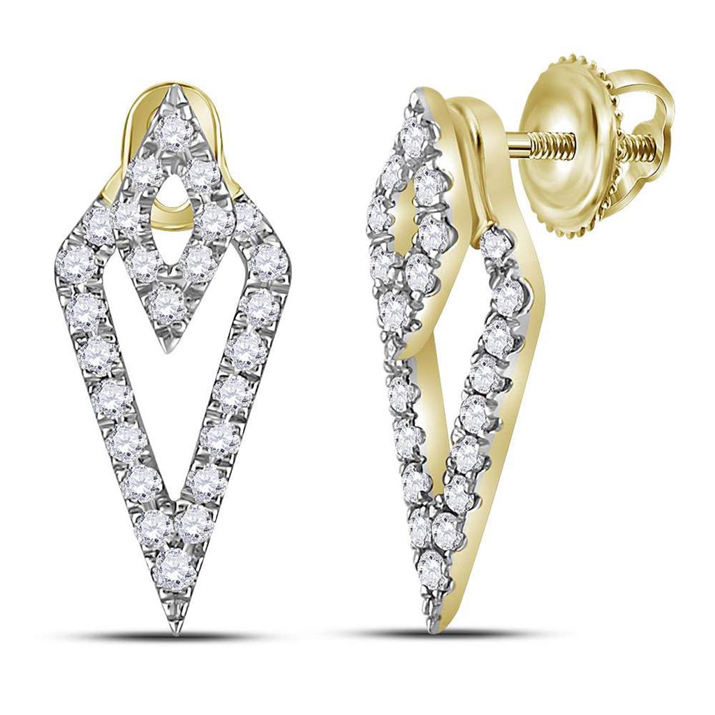 Image of ID 1 14k Yellow Gold Round Diamond Triangle Fashion Earrings 1/3 Cttw