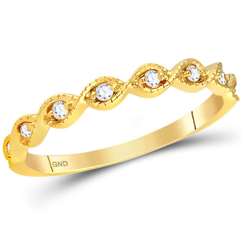 Image of ID 1 14k Yellow Gold Round Diamond Twist Stackable Band Ring 1/10 Cttw