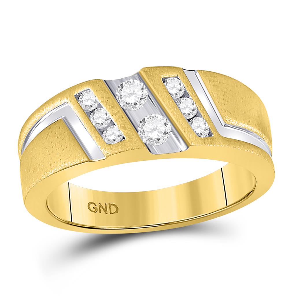 Image of ID 1 14k Yellow Gold Round Diamond Wedding Band Ring 1/2 Cttw