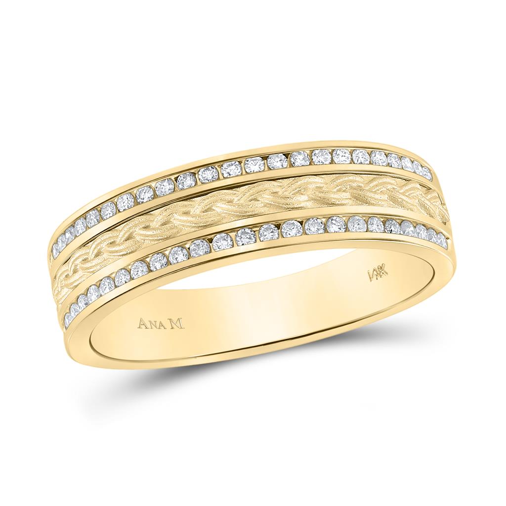 Image of ID 1 14k Yellow Gold Round Diamond Wedding Braid Band Ring 1/3 Cttw