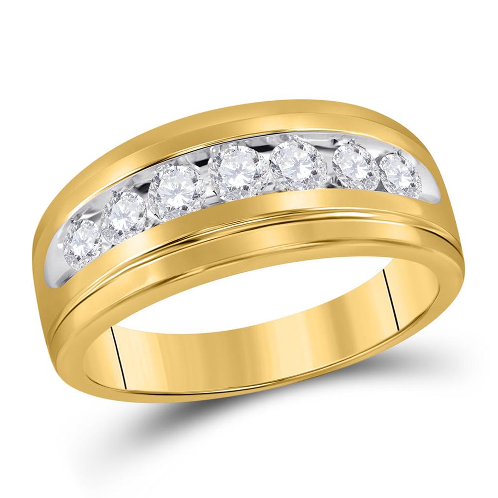 Image of ID 1 14k Yellow Gold Round Diamond Wedding Channel-Set Band Ring 3/4 Cttw