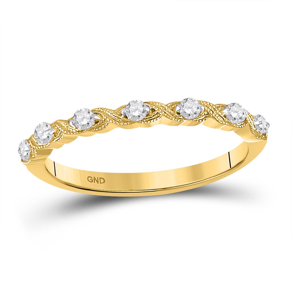 Image of ID 1 14k Yellow Gold Round Diamond XOXO Stackable Band Ring 1/8 Cttw