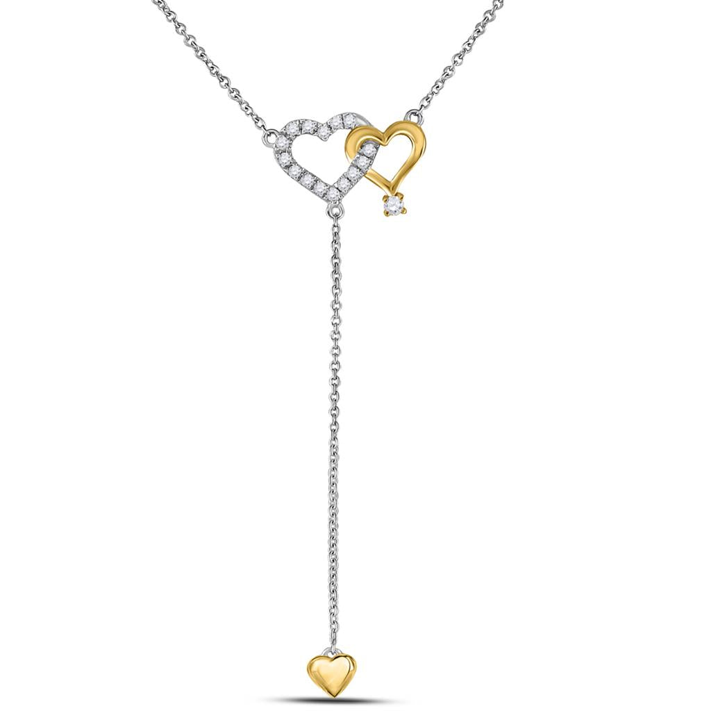 Image of ID 1 14k Yellow Gold Round Diamond Y Shape Heart Necklace 1/8 Cttw