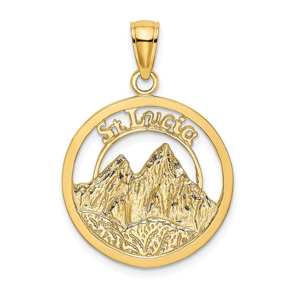 Image of ID 1 14k Yellow Gold ST LUCIA Twin Pitons Charm