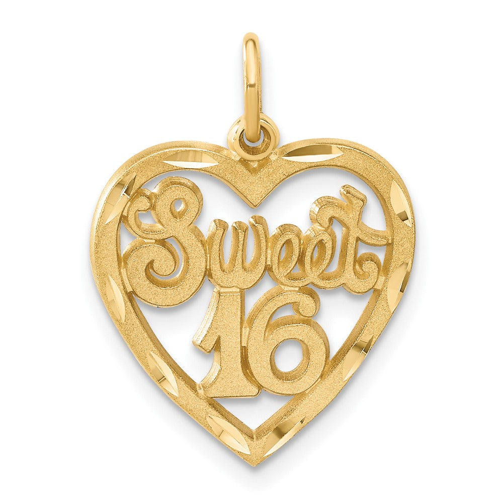 Image of ID 1 14k Yellow Gold SWEET 16 in A Heart Charm