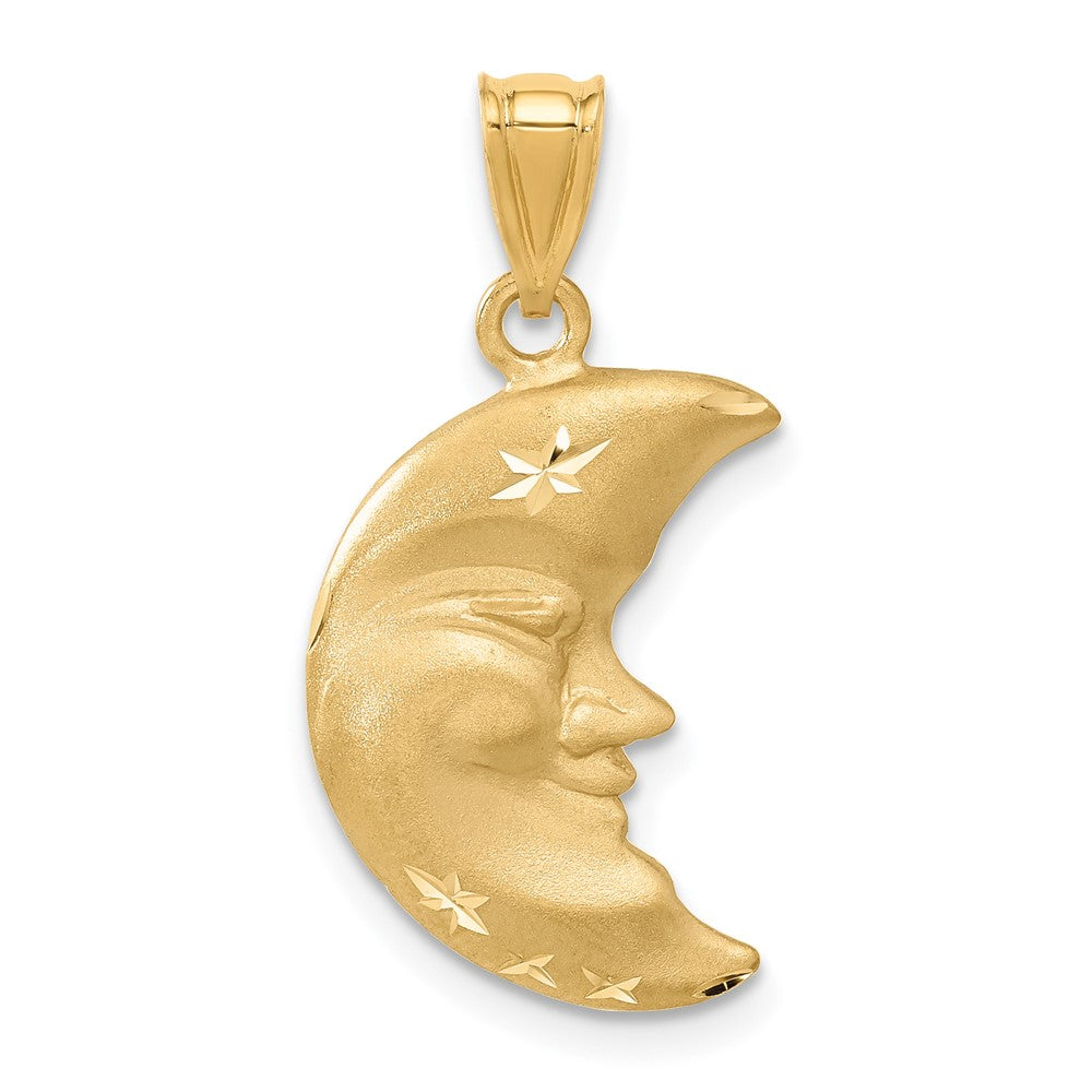 Image of ID 1 14k Yellow Gold Satin Diamond-cut Moon Charm