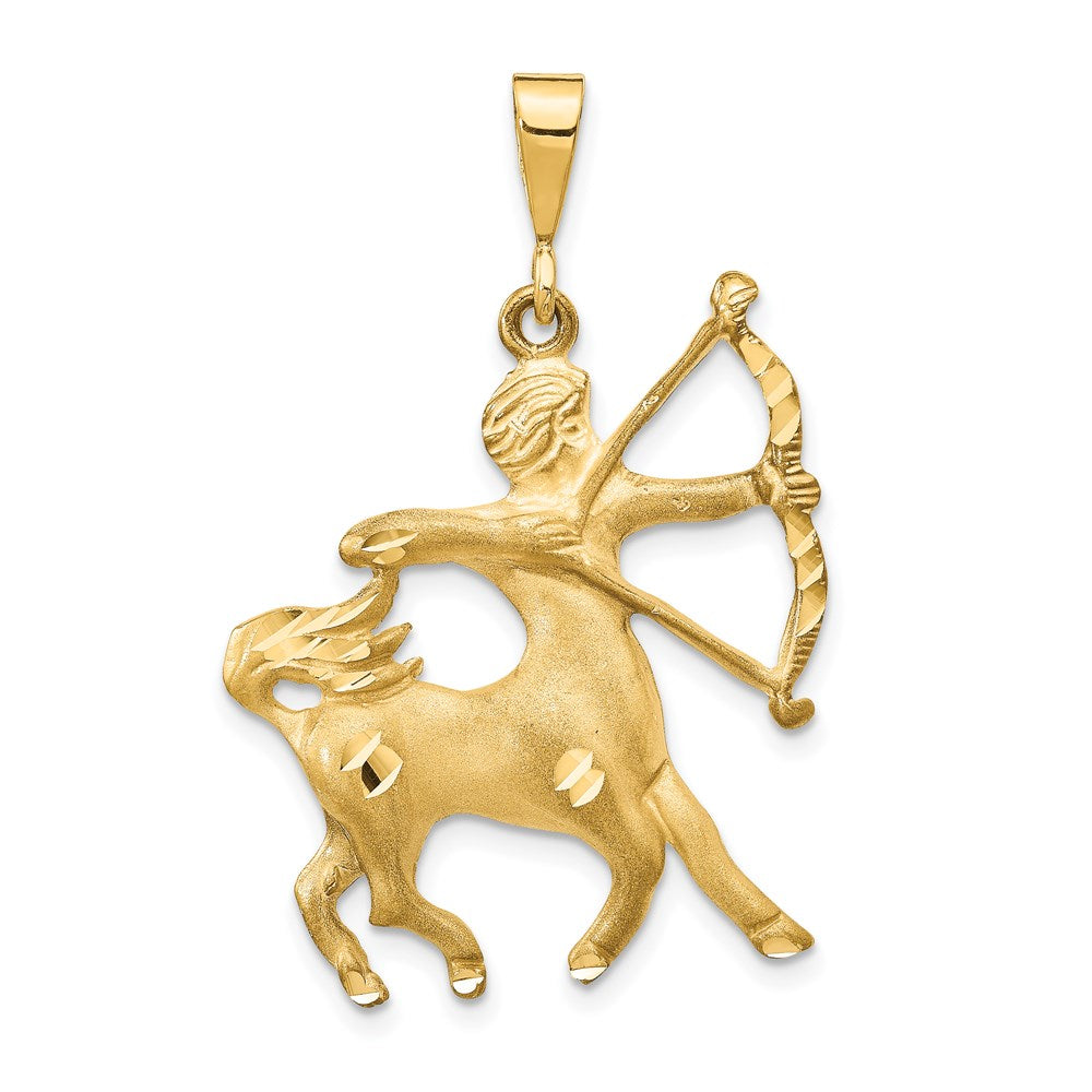 Image of ID 1 14k Yellow Gold Satin Diamond-cut Sagittarius Zodiac Charm