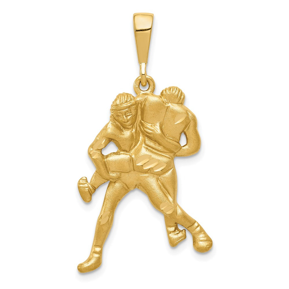 Image of ID 1 14k Yellow Gold Satin and Diamond-cut Wrestlers Charm