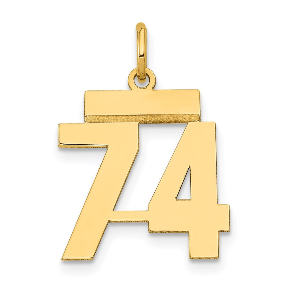 Image of ID 1 14k Yellow Gold Small Polished Number 74 Charm