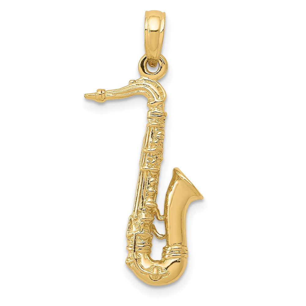 Image of ID 1 14k Yellow Gold Solid Polished 3-D Saxophone Charm