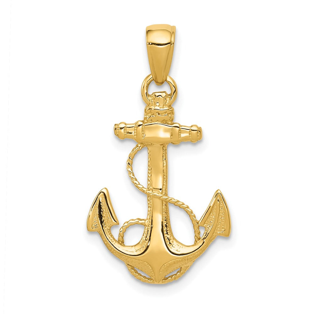 Image of ID 1 14k Yellow Gold Solid Polished Anchor Pendant