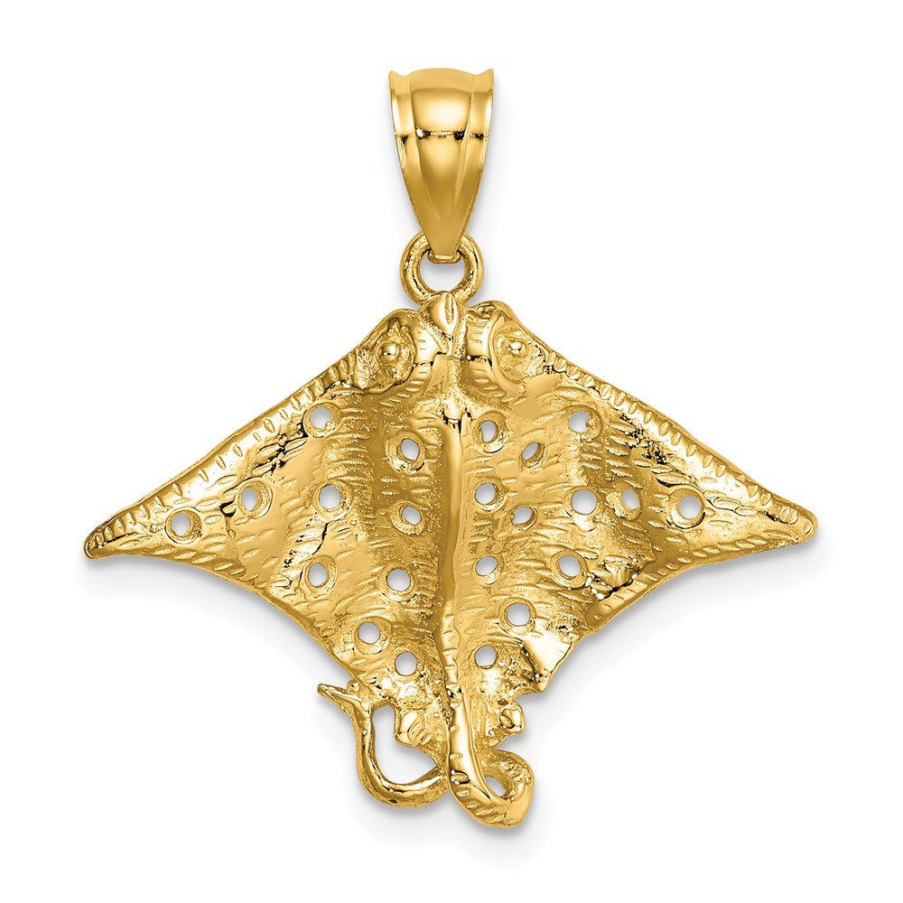 Image of ID 1 14k Yellow Gold Spotted Eagle Ray with Holes Charm