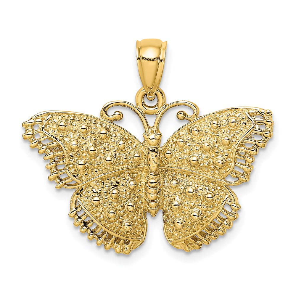 Image of ID 1 14k Yellow Gold Textured Butterfly Charm